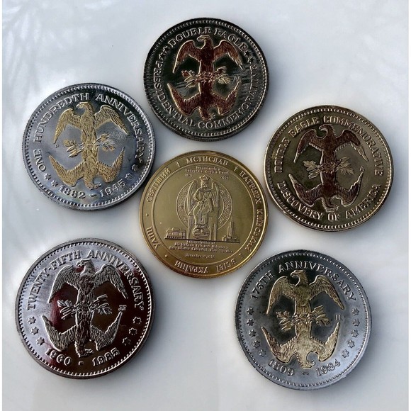 Commemorative Coin Lot JFK Lincoln Columbus Regan Roosevelt Mstyslav Lot of 6 - Picture 1 of 11